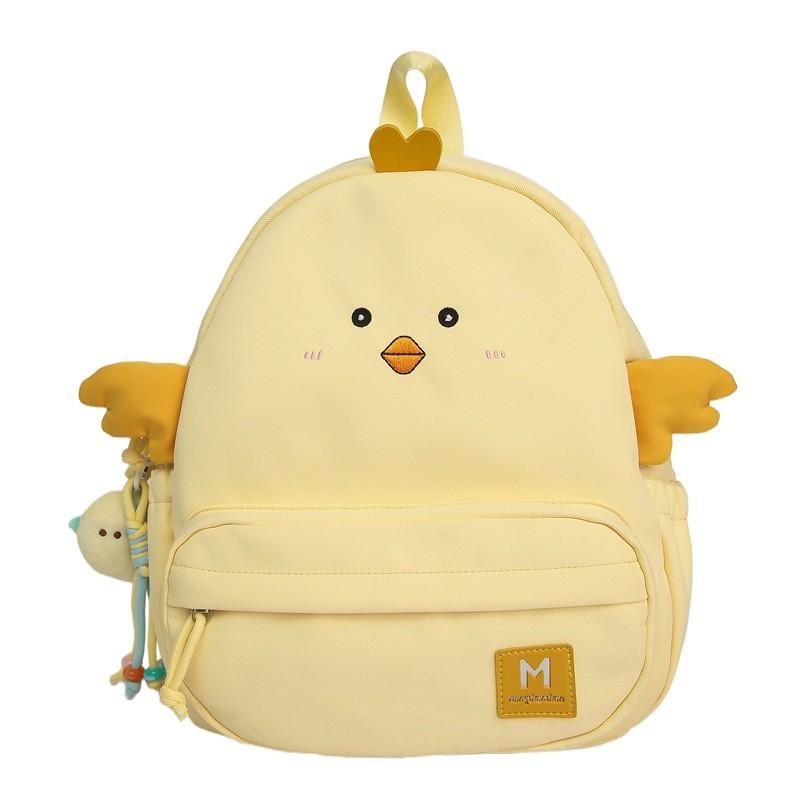 Cute Cartoon Chicken Design Children's Casual Backpack With Plush Pendant For School And Casual Outings