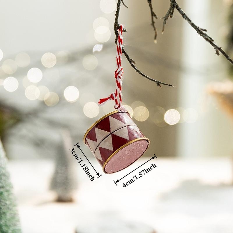

New Christmas Theme Christmas Tree Decoration Drum Pendant Colorful Festival Party Holiday DIY Accessories Decoração De Natal 1PC