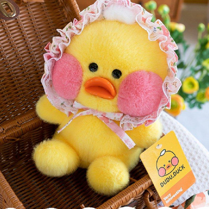 Plush Yellow Dududuck Toys Doll Hat Necklace Backpack Decoration Ornaments Room