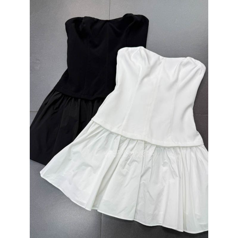 Export Single @ STR Ballet Style French Tube Top Mini Little Short Dress Summer New Arrival Simple Commute Classy Little Short Dress