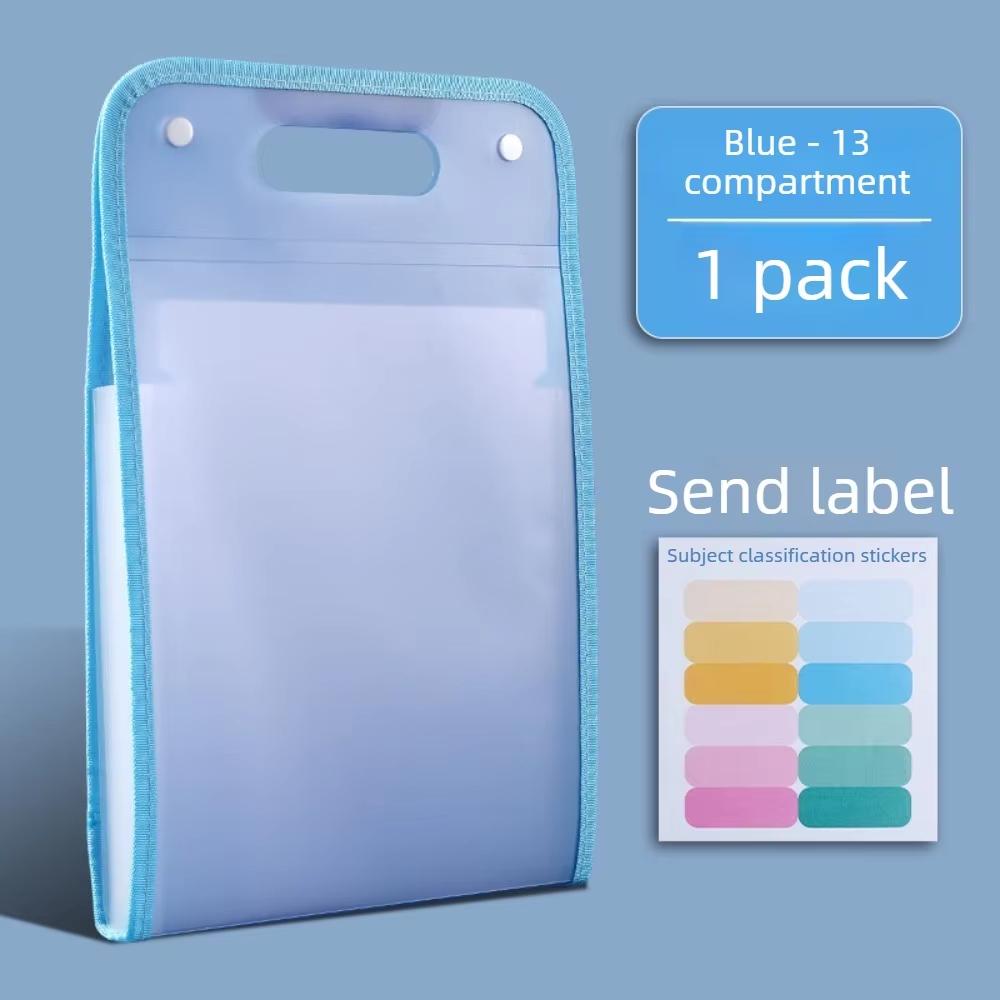 13-Pocket Translucent Expanding Accordion File Organizer with Labels, A4 Letter Size Paper Folder for Office School Home Accessories