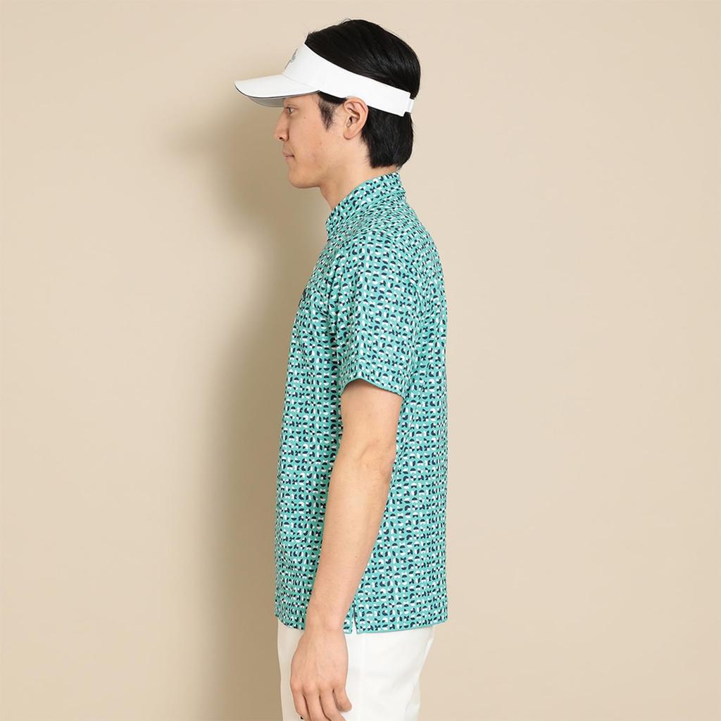 Callaway Short Sleeve Polo Shirt UV Golf C24134113 Green Men's (Geometric Print, Moisture-Wicking, Quick-Drying, Protection) / / 1130_Light
