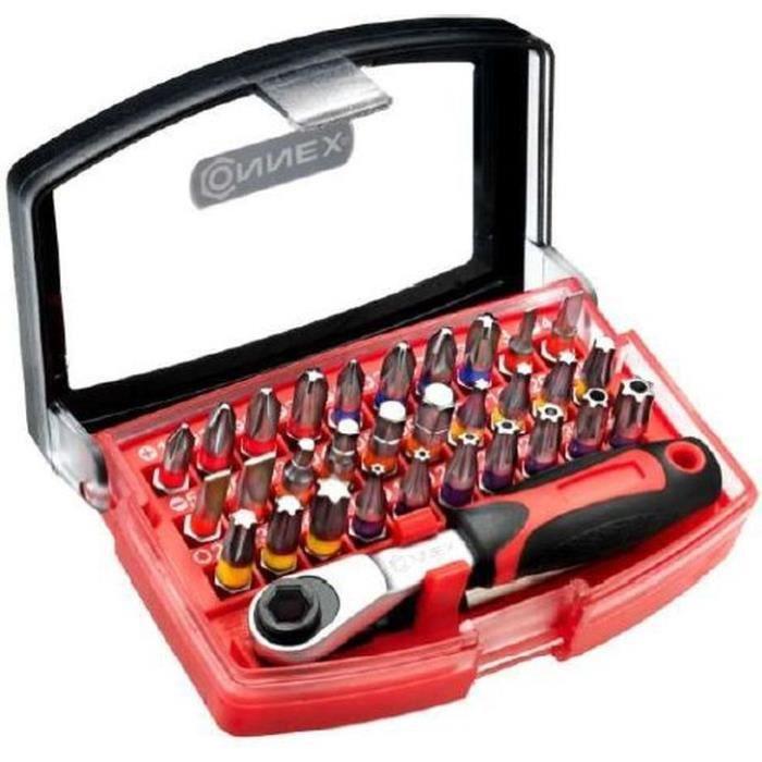32-teiliges Bit- und Ratschenset - CONNEX - 1/4"-Antrieb - S2-Stahl - Inklusive magnetischer Halterung