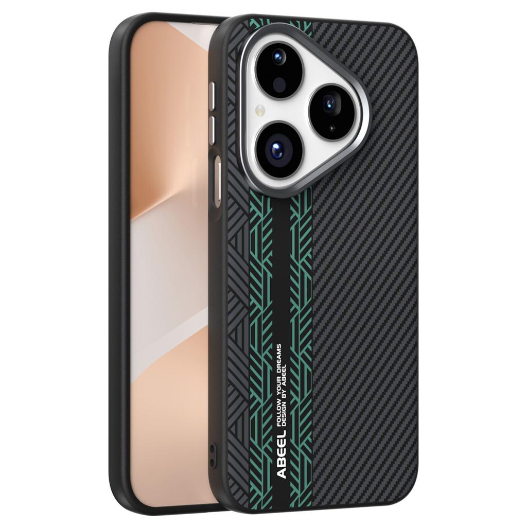 ABEEL For Huawei Pura 80 Case PC+TPU+Aluminum Alloy+PU Leather Phone Cover Compatible with MagSafe