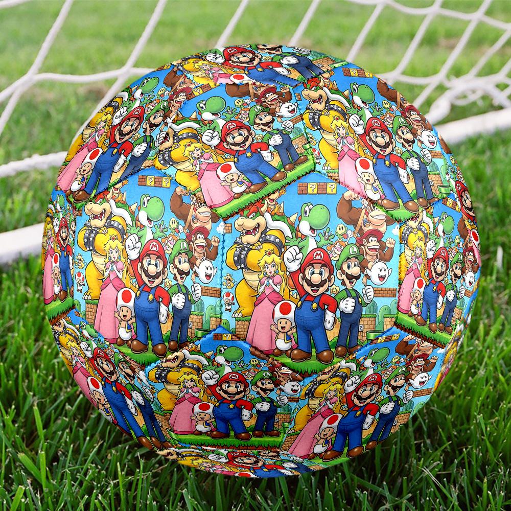 Super Mario Print Size 5 Soccer Ball, Standard Match Football for Sports Game and Team Practice, Ideal Gift for Soccer Fans