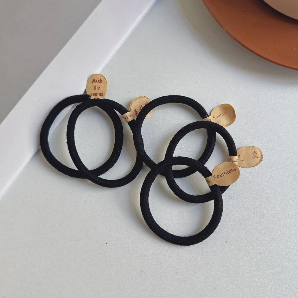 Koreanisches Dickes Schwarzes Haargummi-Set - Damen Hochelastische Nahtlose Haargummis & Accessoires