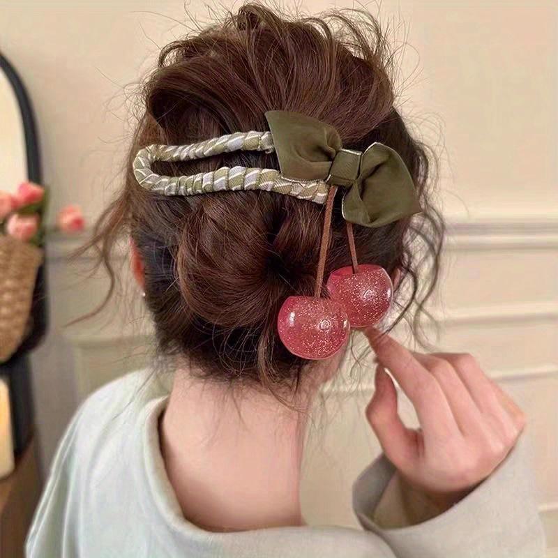 1pc Elegant Cherry Duckbill Clips, Hairpins, Premium Ponytail Clips, Hair Clips, And Hair Additions