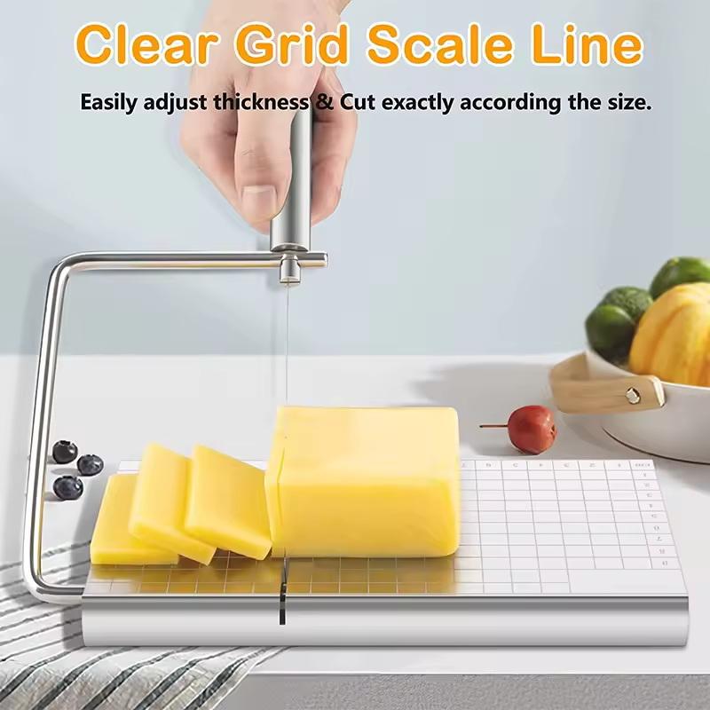 1Pc Cheese Slicer, Stainless Steel Cheese Cutter With Measurements, Heavy Duty Butter Cutter, Baking Tools, Kitchen Gadgets