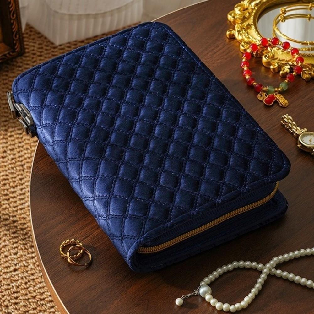 Zipper Clear Pocket Jewelry Storage Book Velvet Jewelry Storage Bag for Home