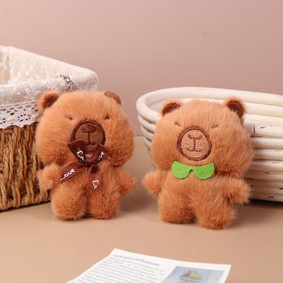 Capibara Plush Keychain Cartoon Capybara Stuffed Doll Pendant Car Key Ring Backpack Bag Decor Kid Gift