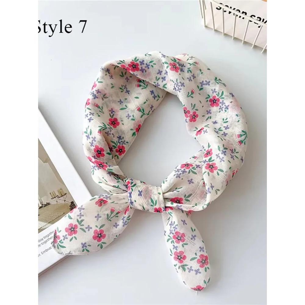 1pcscotton and Linen Square Scarf, Cherry Blossom Printed Tie Scarf, Headscarf, Women's Filthy Headscarf, Women's Headscarf, He