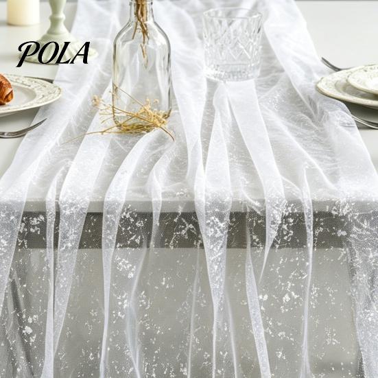 Long Fabric Table Runner Glittery Runner, Sheer Flowing Tulle Elegant Centerpiece for Home Wedding Baby Shower Bridal Decor Sophisticated