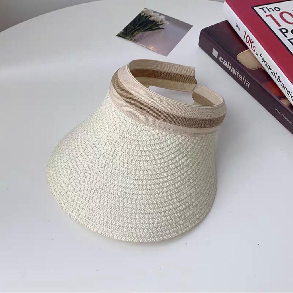 

Topless Straw Hat For Women With Large Head Circumference Anti-uv And Age-reducing Breathable Cap For Summer білий