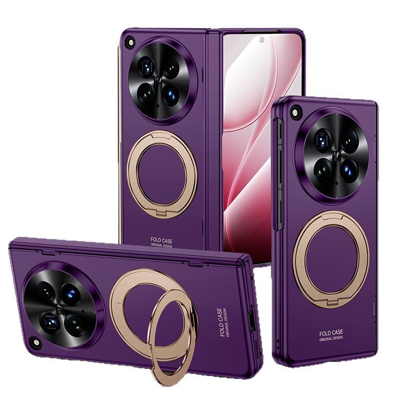 OPPO Find N6 Full Coverage Case With Magnetic Ring Stand Shockproof Hinge Integrated Screen Protector Anti-Spy Privacy