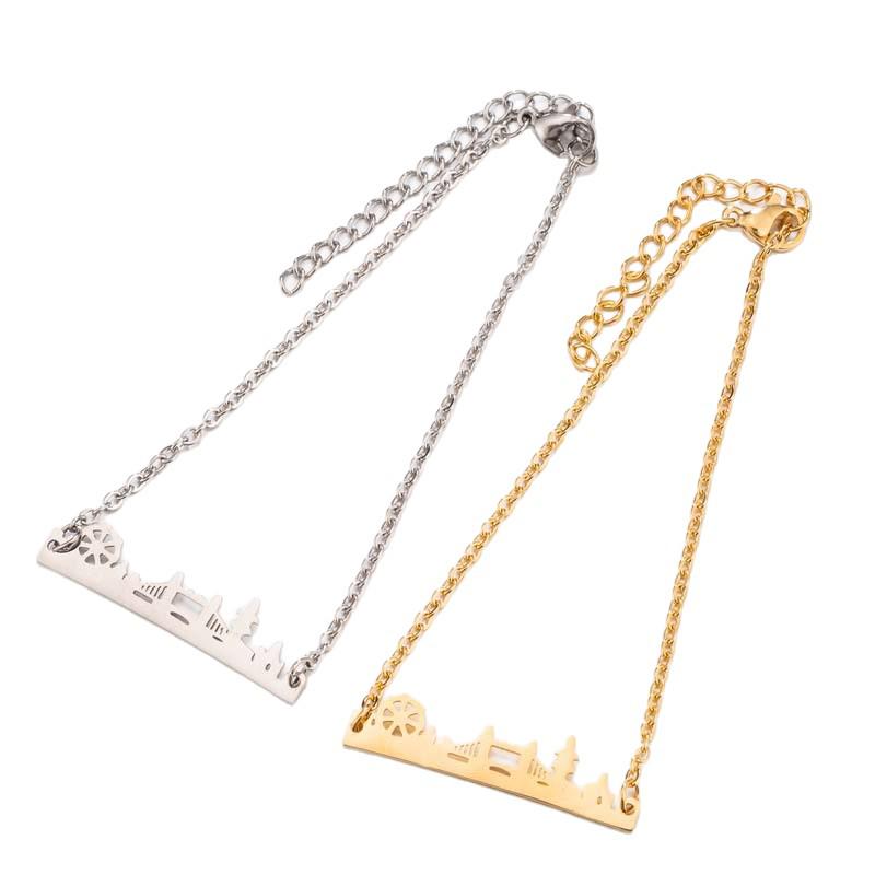 Stainless Steel Bracelet with Scenic Pendant - Fashion for INS Girls