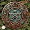 Vintage Metalen Wicca Pentagram Teken Gekerfde Cirkel Plaquette Huisaltaar Decoratie Gotische Muurkunst