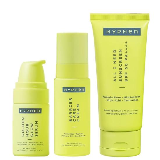 Hyphen Daily Face Care Regime for Normal & Dry Skin | 3 Step Facial Kit Routine withFace Serum, Face Cream | Value Pack of 3