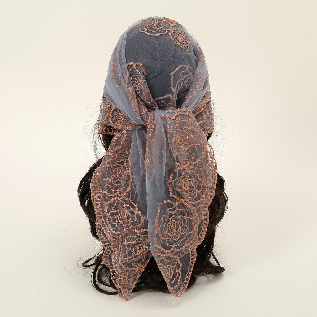 Spitzen Paisley Stickerei Bandana Quadratisches Tuch Atmungsaktive Schals Damen Sonnenschutz Schal Stirnband