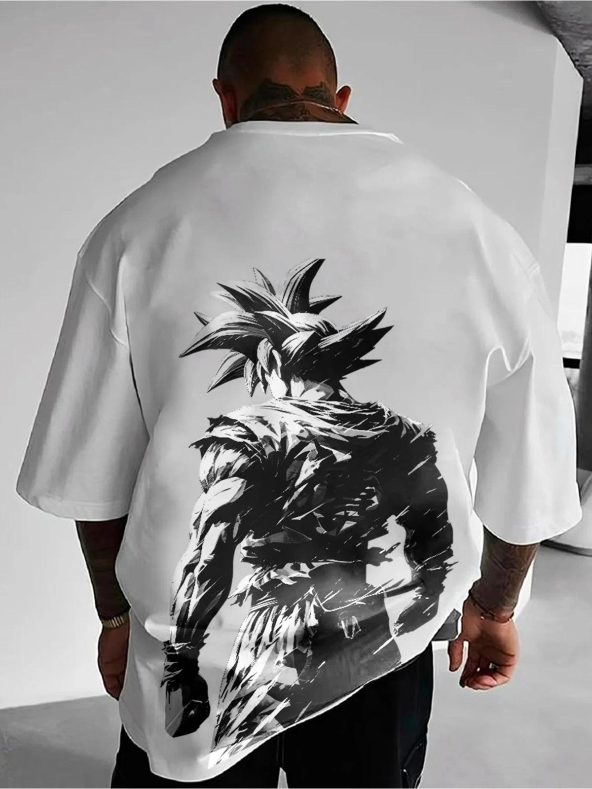 Men Women Japanese Anime Graphic Printed Oversized Cotton T-shirt Streetwear Tee XL