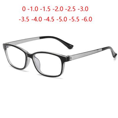 0 -1.0 -1.5 Bis -6.0 Transparenter Grauer Rahmen Quadratisch Myopiebrillen Fertig Damen Herren Korrekturbrillen 3 Farben Optional