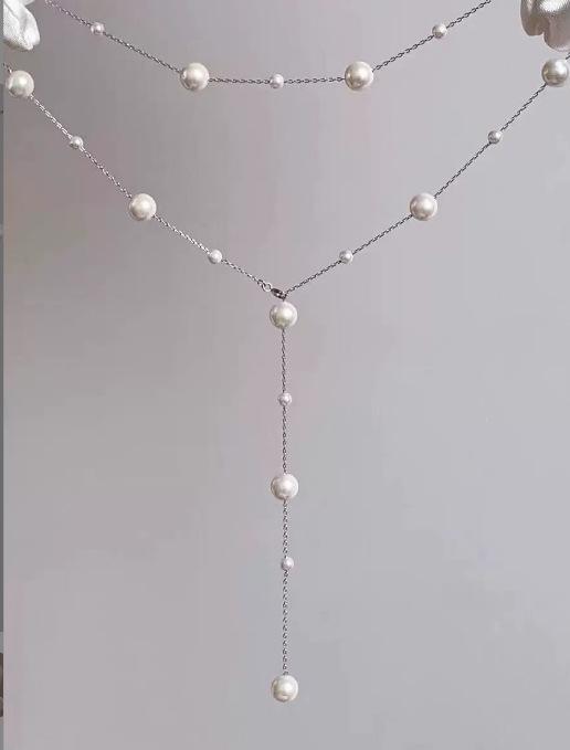 Pearl Y-shaped necklace Gypsy one, multi-wear stacked fringed collarbone chain, new sweater chain for women