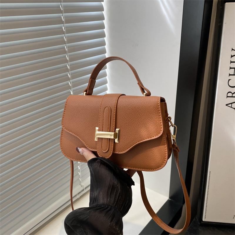 Vintage Chic Stylish Pu Small Square Tote Bag For Casual Everyday Use In Khaki Color