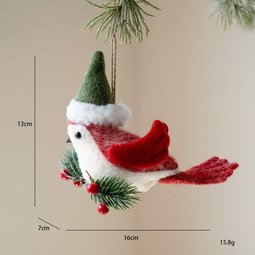 Soft Plush Christmas Tree Hanging Decor Lifelike Fireplace Bird Charm Wreath Bird Pendant  Festive