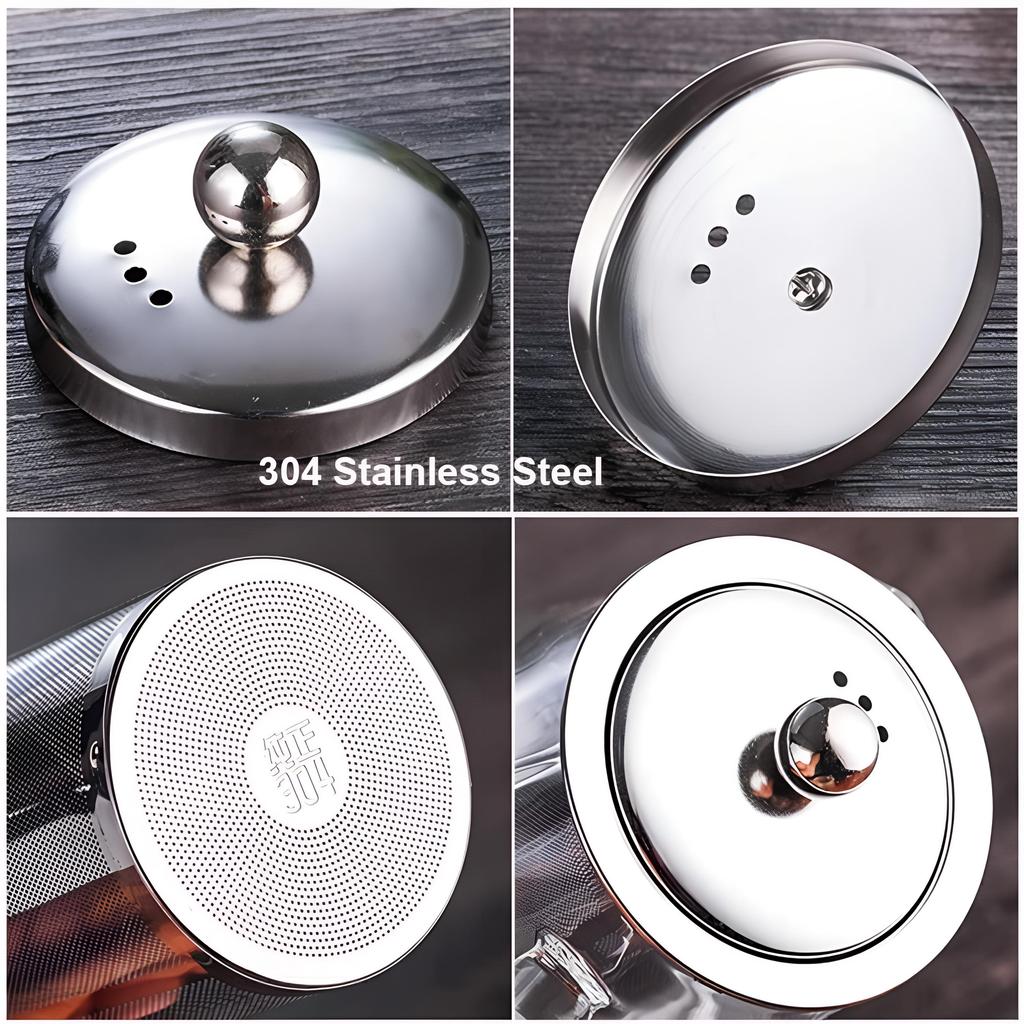 Tepelně odolná skleněná konvice s nerezovým filtrem na čajový louhovač Květinová konvice Kung Fu sada Puer Oolong