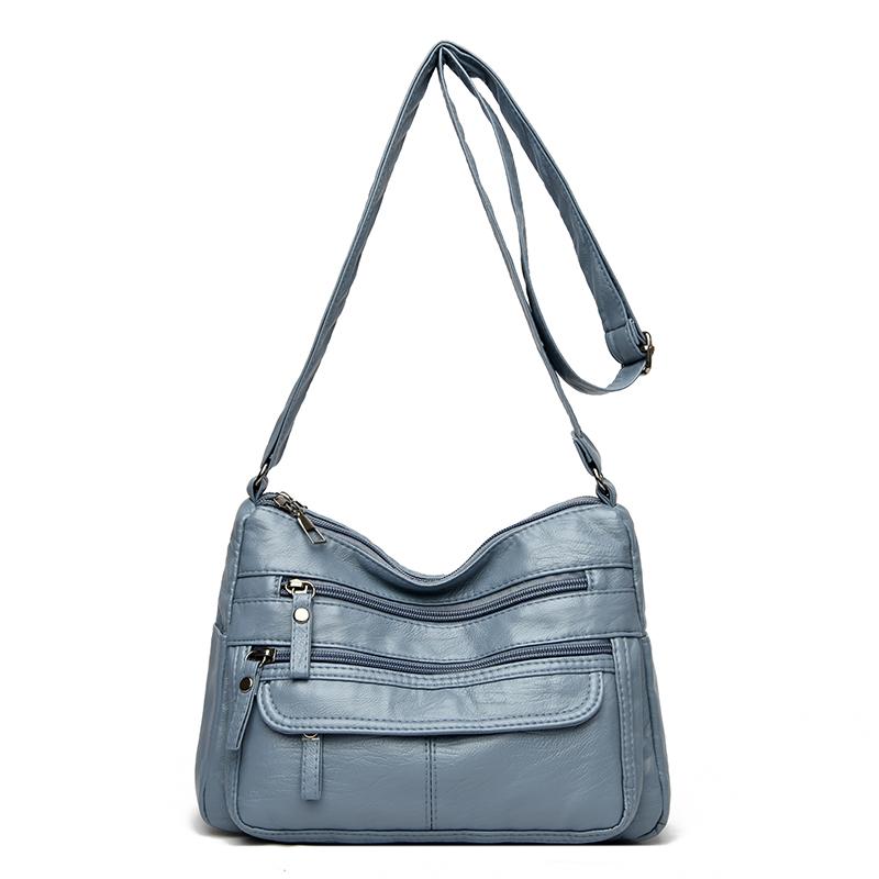 Mjukt Läder Damaxelväska Medelålders Mammaväska Fickrik Crossbody-väska