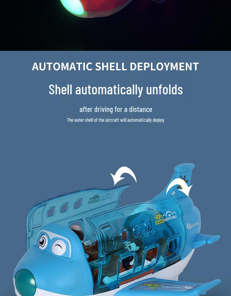 Electric Q-Cute Passenger Airplane Toy with Music & Lights - 360° Rotating Children's Car