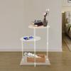 3-Tier Sturdy Clear Round Side Table (5kg Capacity) - Modern PC Material Bedside Table W/ Open Storage Shelf for Bedroom, Office