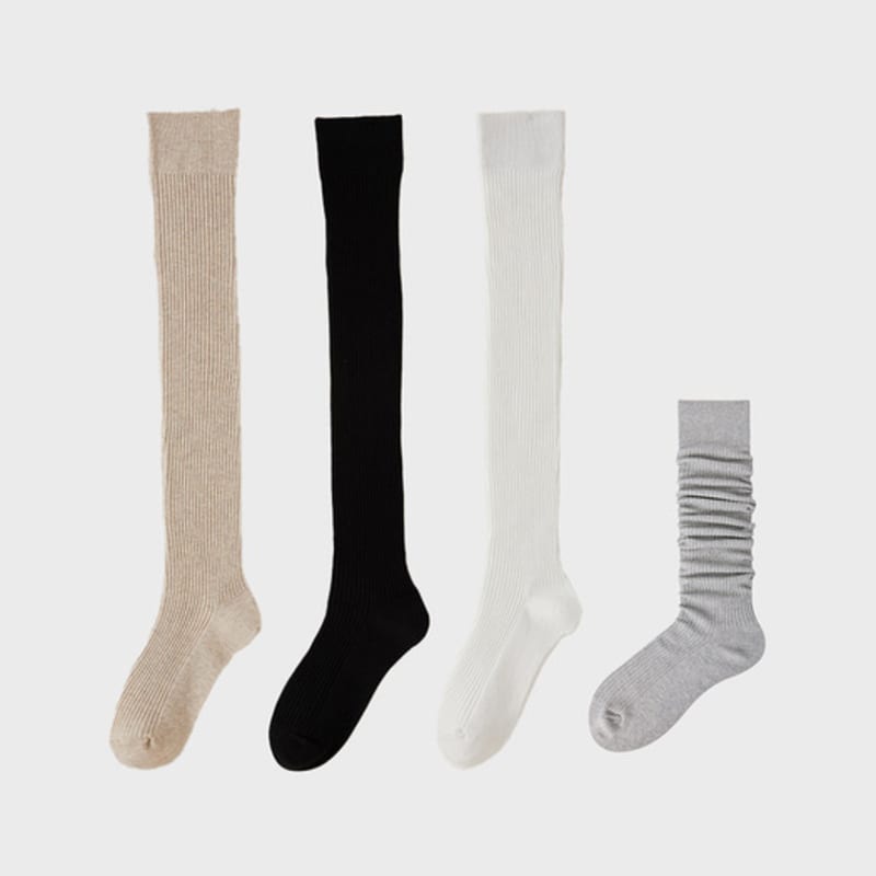 TSH Ribbed Knee-High Socks 4 Colors