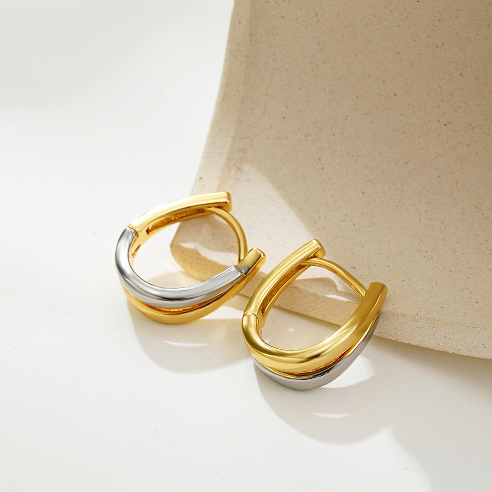 New Trendy Mix Color Bilayer U Shape Ear Buckle Small Huggie Hoop Earrings Waterproof Colorblocked Ear Ring Thanksgiving Gifts