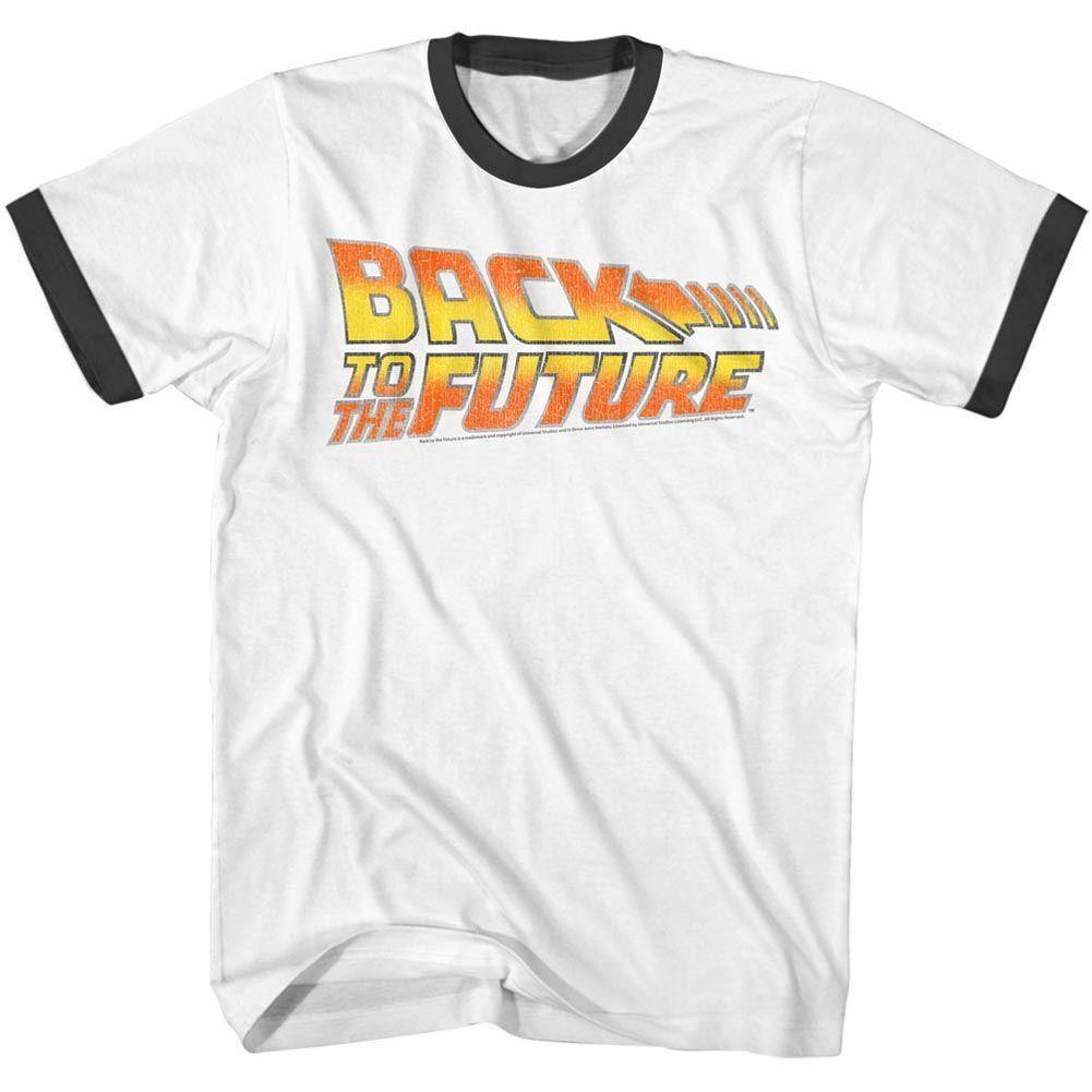 Back to the Future Worn Logo White Adult T-Shirt Mens Womens Tees Top S