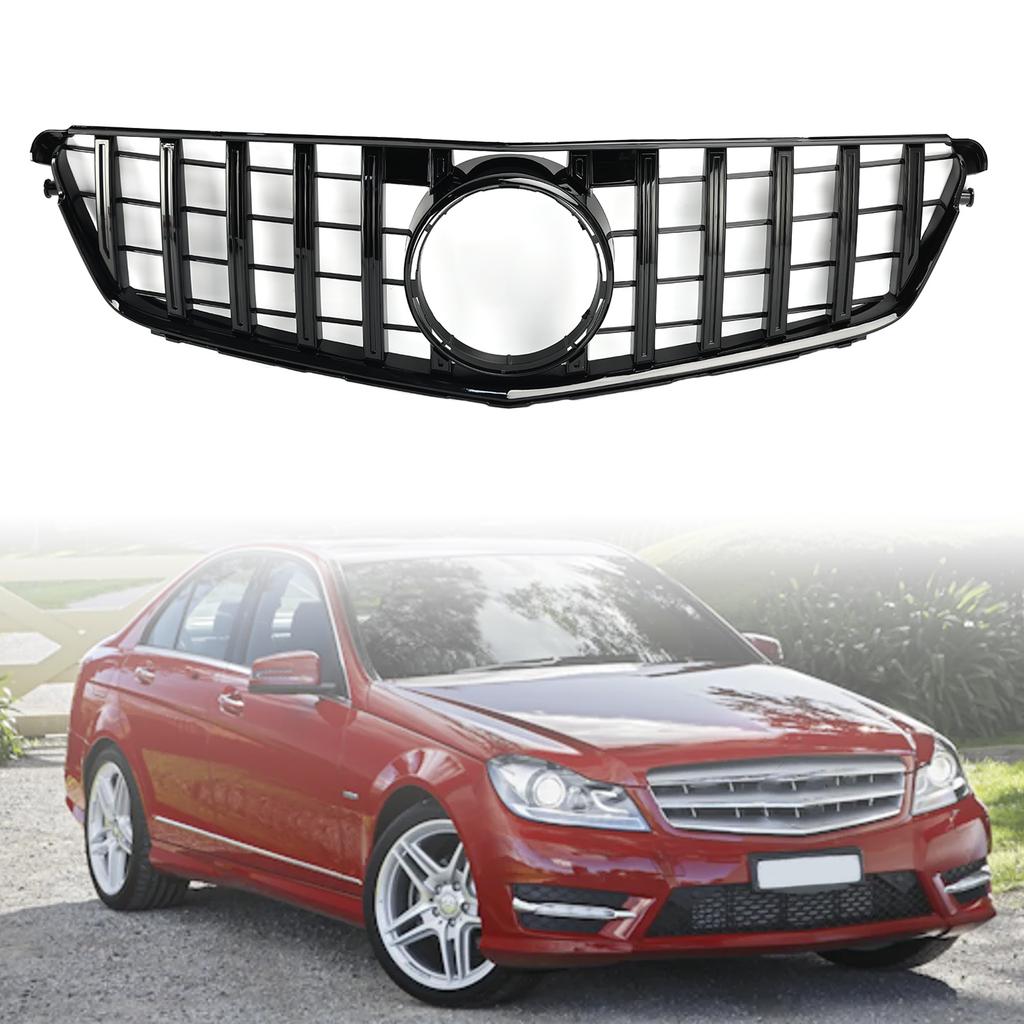 GT Style Front Bumper Grille Grill Fit Benz C-Class W204 C300 C350 2008-2014