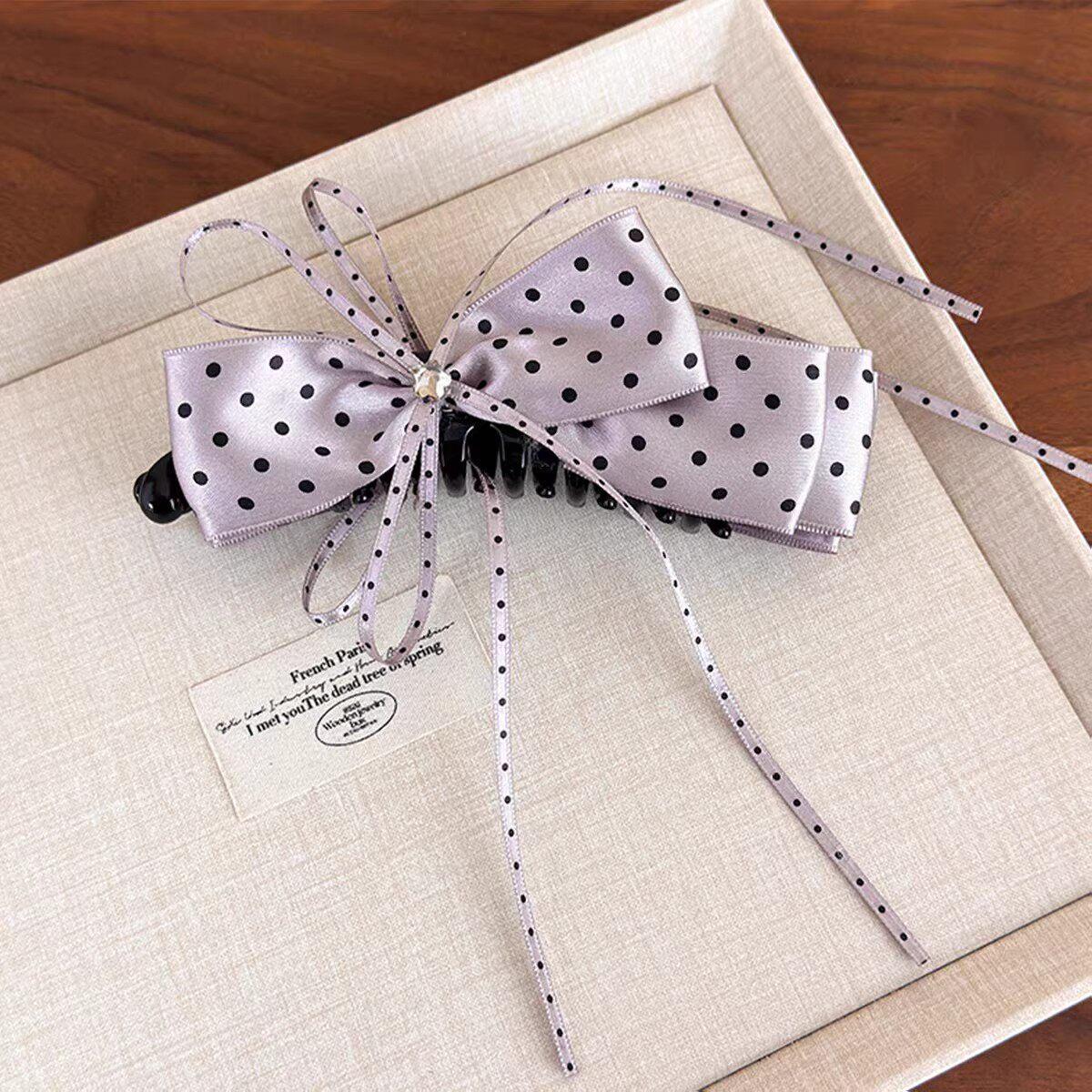 Polka Dot Bow Banana Clip - Korean Style Women s Hair Accessory