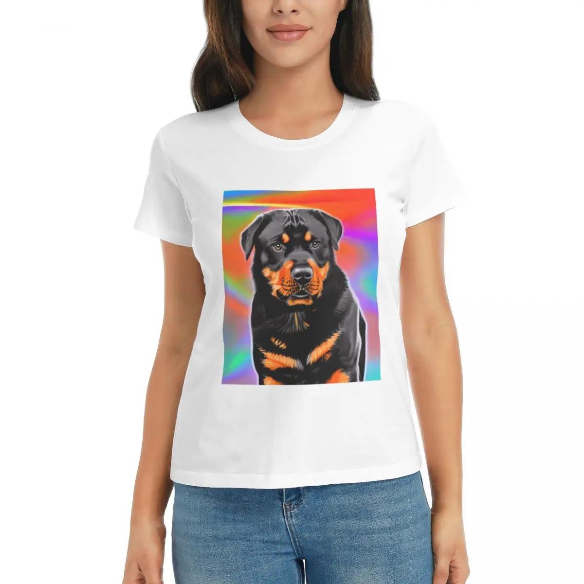 

Women TShirt Rottweiler Dog Summer Short Sleeve Tees Crew Neck Cotton T Shirts Clothes Tops Streetwear S