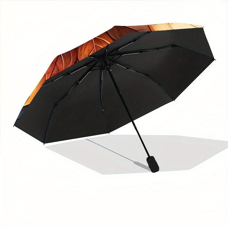1pc Autumn Leaves Automatic Open/close Folding Compact Umbrella, 8-Rib Sturdy Canopy, Lightweight Portable, Commuting Use, Gift, 120