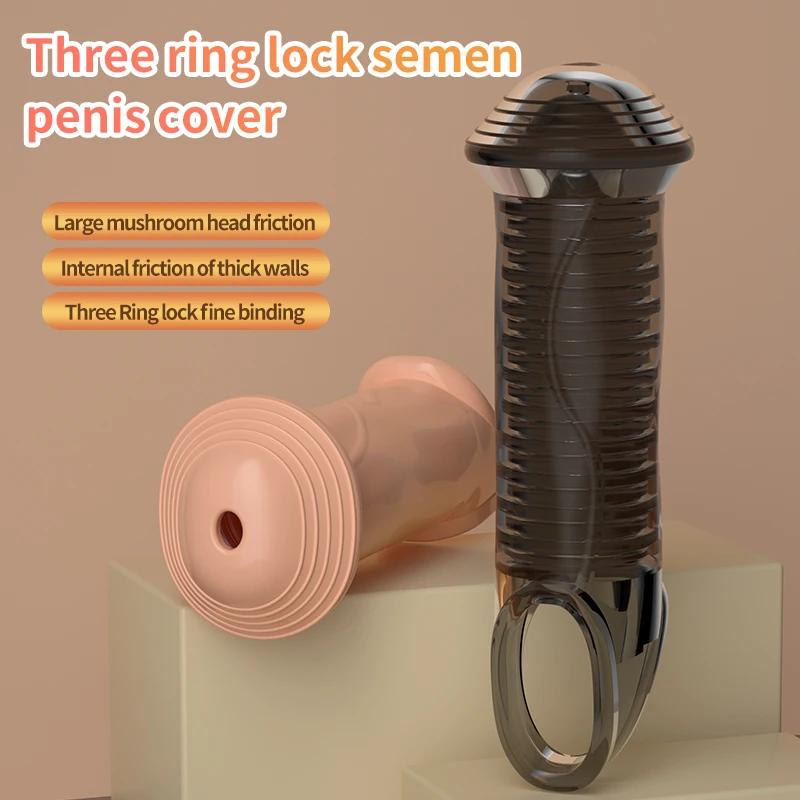 Enlargement Glans Cock Sleeve Male Foreskin Corrector Resistance Ring Delay Ejaculation Penis Ring Sex Toy 18 Men Penis Extender