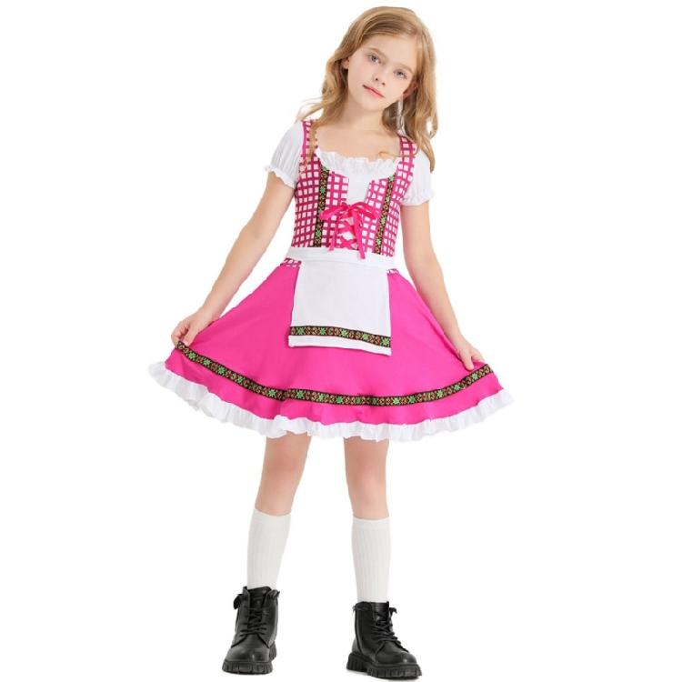 Kids Girls German Bavarian Oktoberfest Costume,Beer Costume Dirndl Dresses for Halloween and Beer Festival Carnival