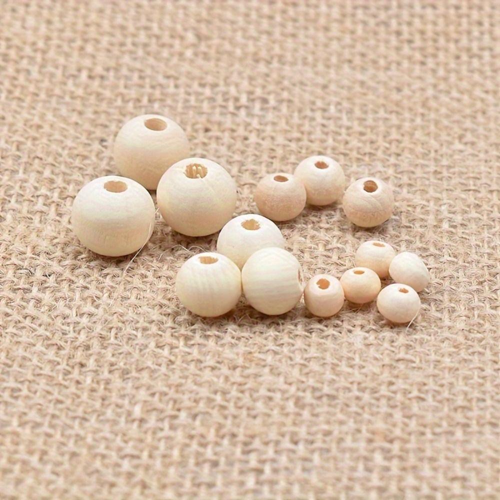 300Pcs 6-14mm Unfinished Loose Beads Craft Making Natural Round Beads Wooden Beads  Home Decoration