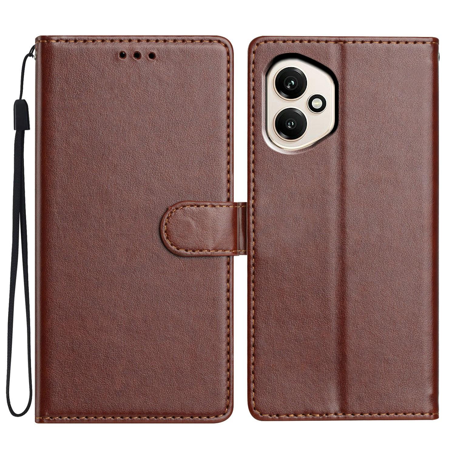 

Для Honor 400 5G (Глобальный) Кожаный чехол-кошелек-подставка для телефона с удобным ремешком Brown