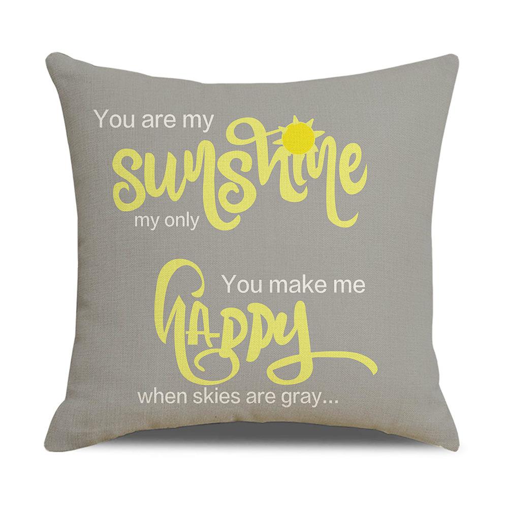 New Home Soft Furnishings Nordic Yellow Sunflower Sunflower Linen Printed Square Pillowcase