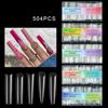 504Pcs/set Transparent Artificial Nail Kit Full Coverage Tips For Gel Extension Manicure Home Salon Application