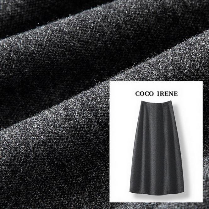 Black Woolen High-Waisted A-Line Half-Skirt for Women - Autumn/Winter 2025 Collection, Mid-Length, Thickened Drape Petal Design
