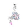 925 Silver Iris Cherry Blossom Beaded Pendant Bracelet Necklace Set Jewelry Accessories