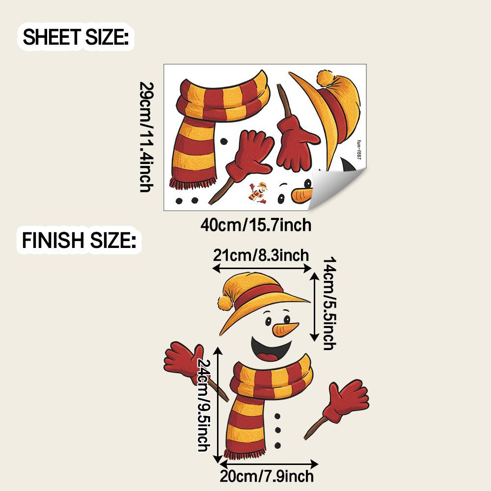 

Мультяшный пэчворк Рождественский снеговик Кухня Столовая Домашнее украшение Наклейки на стену