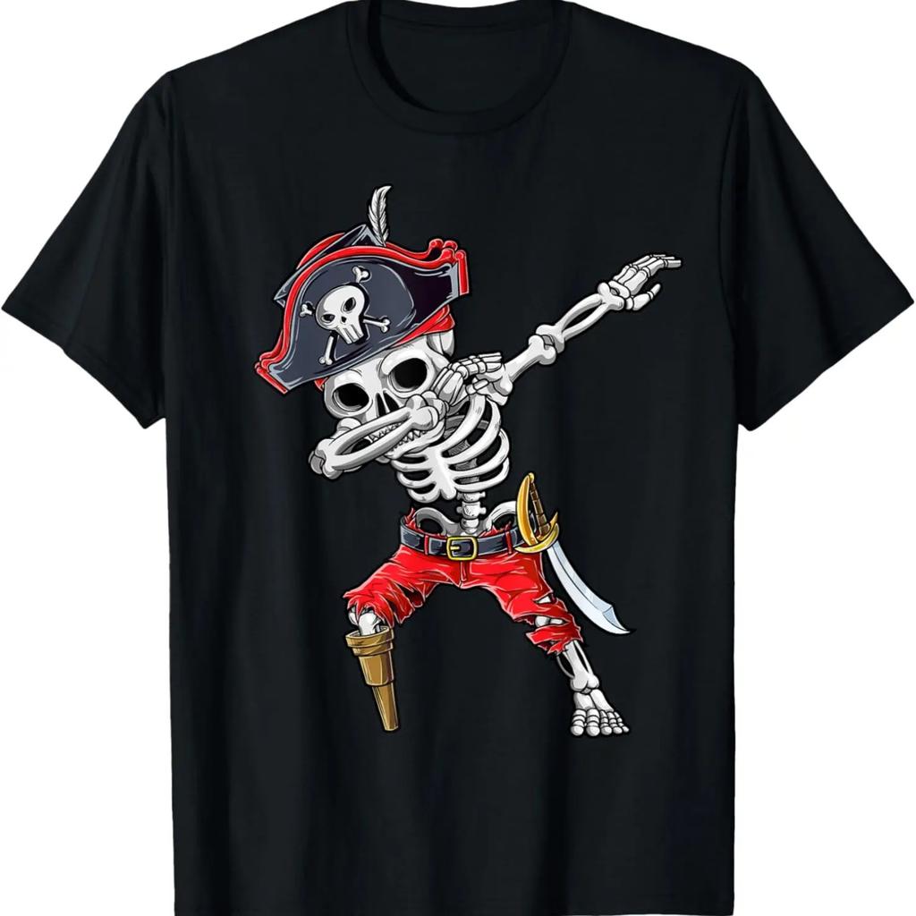 Dabbing Skeleton Pirate T Shirt Halloween Kids Jolly Roger T-Shirt