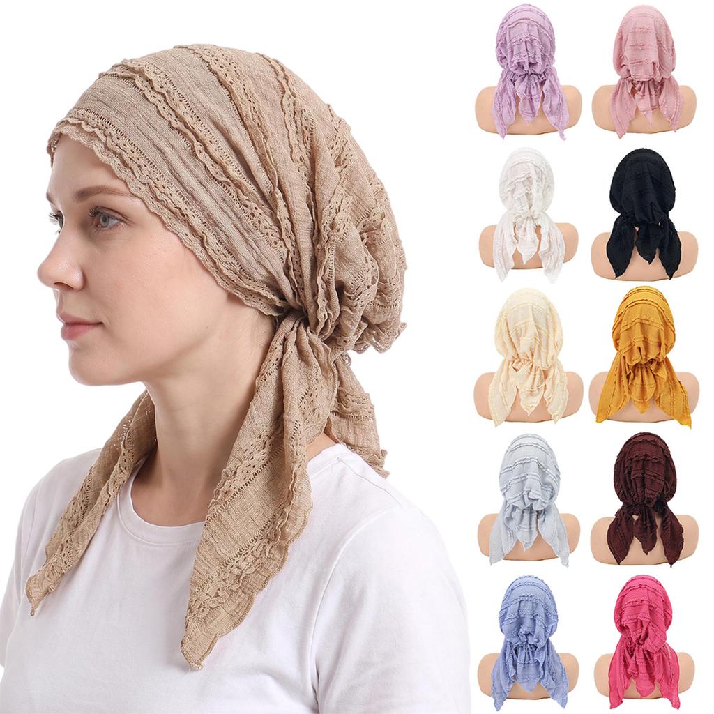 Women's Lace Headwrap Turban Pullover Hat with Tail for Casual Daily Wear