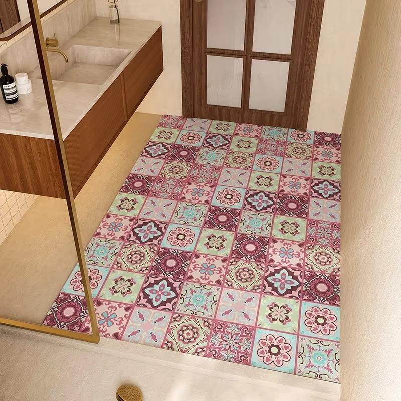 Bathroom Floor Mat Absorbent Quick-drying Carpet American Retro Style Diatom Mud Non-slip Foot Mats Large Size Toilet Door Rug